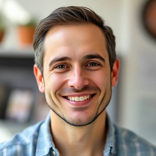 Portrait souriant de David Garcia, instructeur de franäais débutant